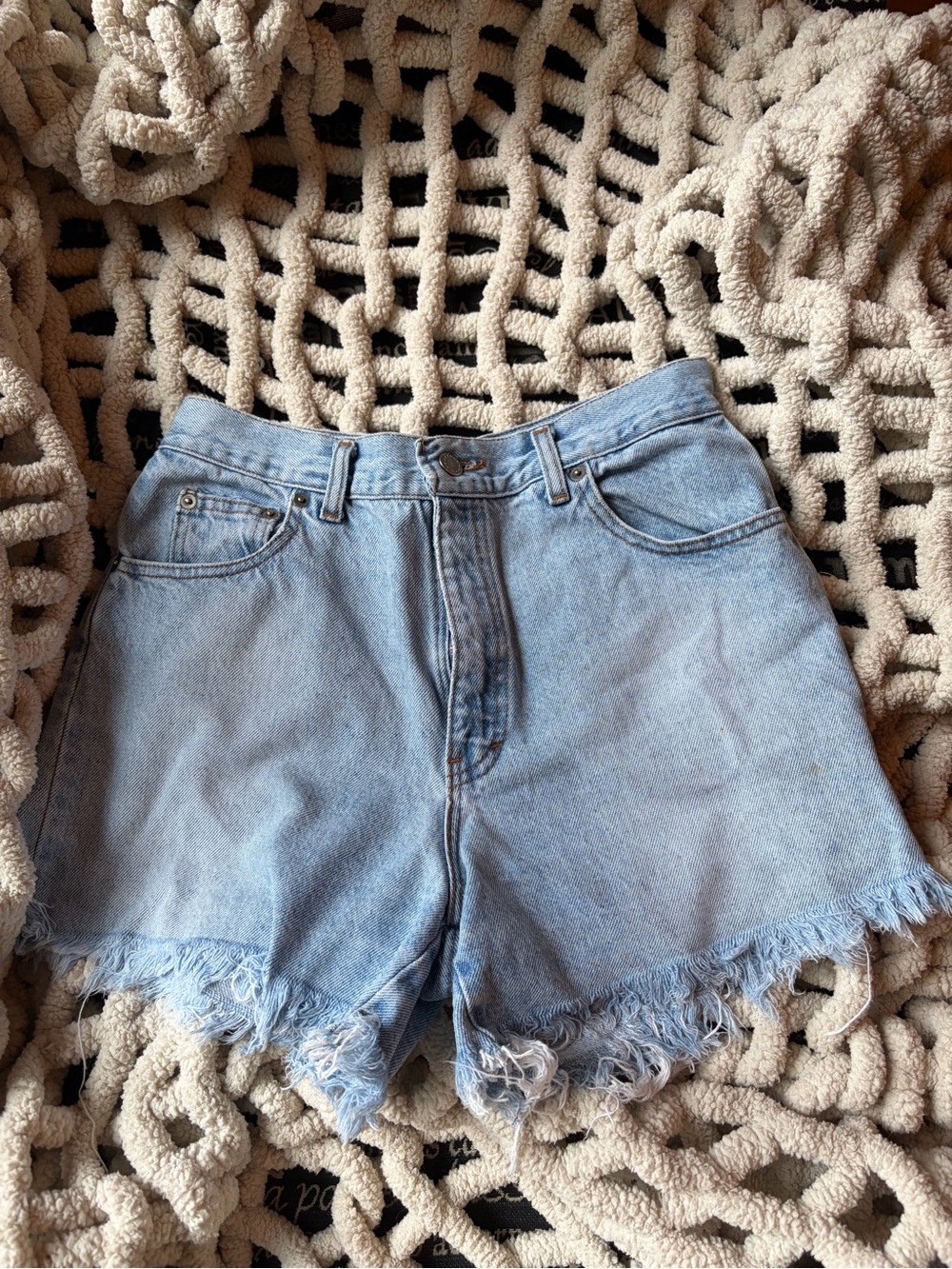 LONDONJEAN Light Blue Denim Frayed Hem Shorts